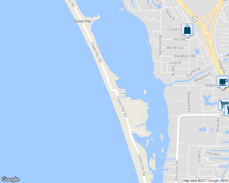 map of restaurants, bars, coffee shops, grocery stores, and more near 1219 Casey Key Road in Nokomis