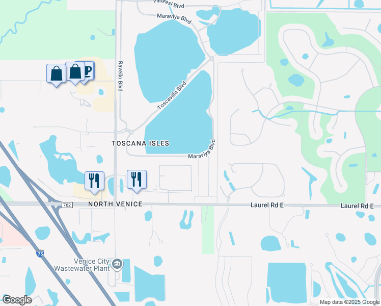 map of restaurants, bars, coffee shops, grocery stores, and more near 220 Maraviya Boulevard in Nokomis