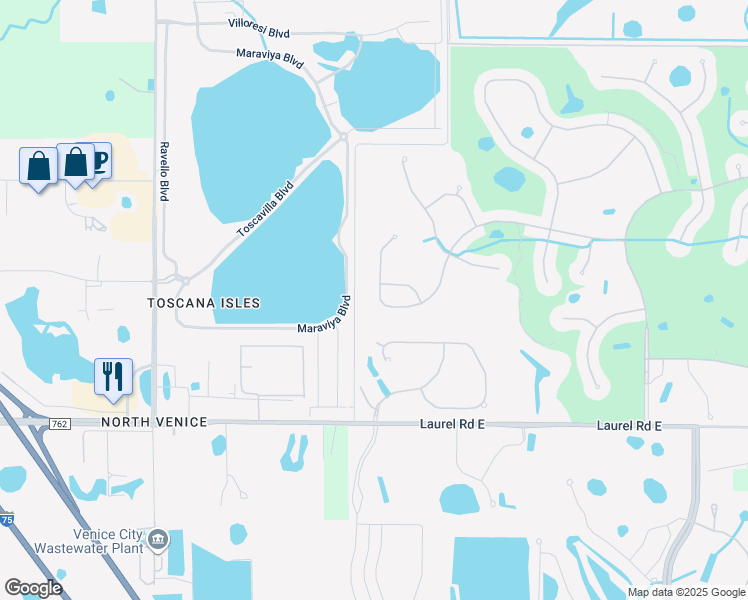 map of restaurants, bars, coffee shops, grocery stores, and more near 429 Padova Way in Venice