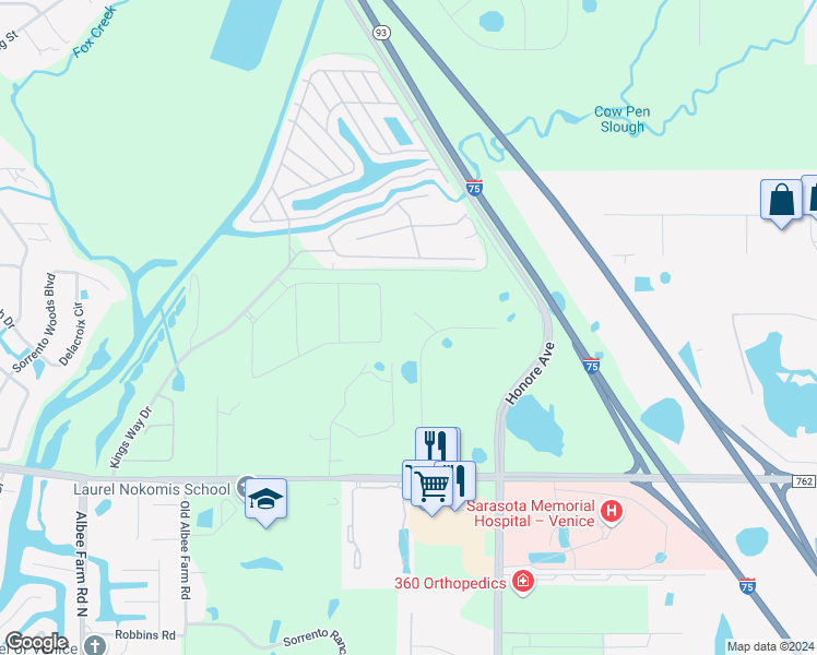 map of restaurants, bars, coffee shops, grocery stores, and more near 1107 Twin Laurel Boulevard in Nokomis