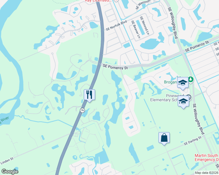 map of restaurants, bars, coffee shops, grocery stores, and more near 5078 Southeast Askew Avenue in Stuart