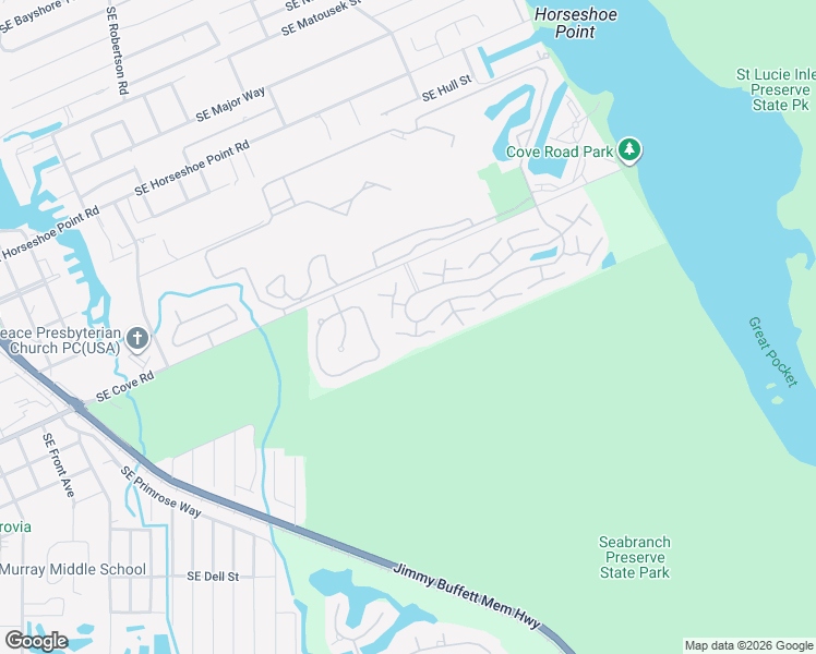 map of restaurants, bars, coffee shops, grocery stores, and more near 5804 Southeast Riverboat Drive in Stuart