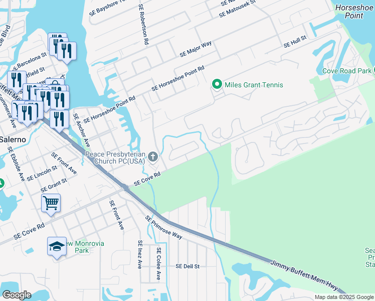 map of restaurants, bars, coffee shops, grocery stores, and more near 4990 Southeast Hanson Circle in Stuart