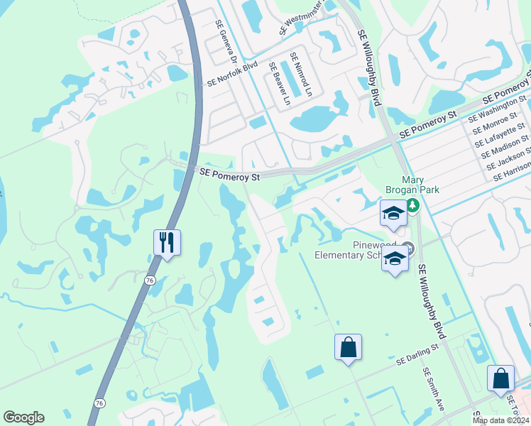 map of restaurants, bars, coffee shops, grocery stores, and more near 825 Southeast Fleming Way in Stuart