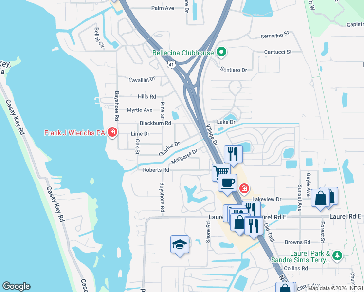 map of restaurants, bars, coffee shops, grocery stores, and more near 117 Charles Dr in Nokomis