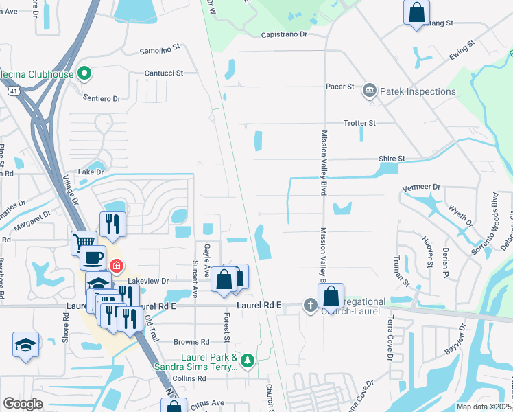 map of restaurants, bars, coffee shops, grocery stores, and more near 607 Vanderbilt Drive in Nokomis