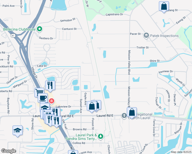 map of restaurants, bars, coffee shops, grocery stores, and more near 607 Vanderbilt Drive in Nokomis