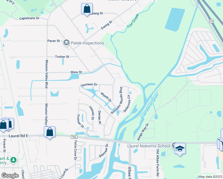 map of restaurants, bars, coffee shops, grocery stores, and more near 1548 Vermeer Drive in Nokomis