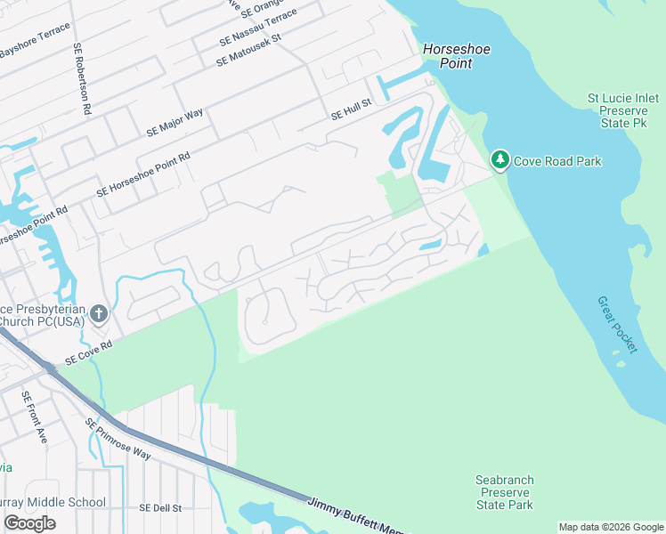 map of restaurants, bars, coffee shops, grocery stores, and more near 5817 Southeast Riverboat Drive in Stuart