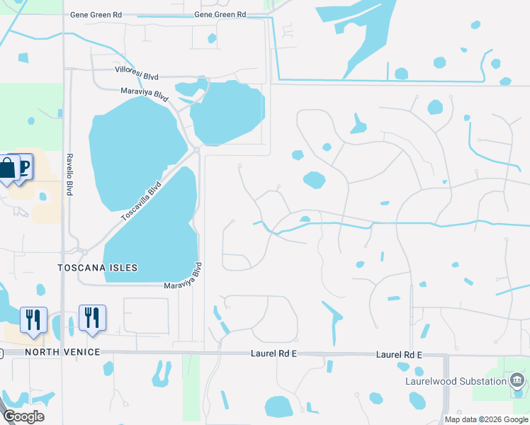 map of restaurants, bars, coffee shops, grocery stores, and more near 258 Mestre Place in Nokomis