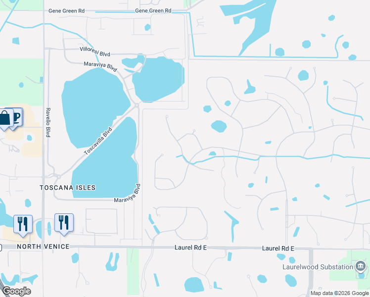 map of restaurants, bars, coffee shops, grocery stores, and more near 258 Mestre Place in Nokomis