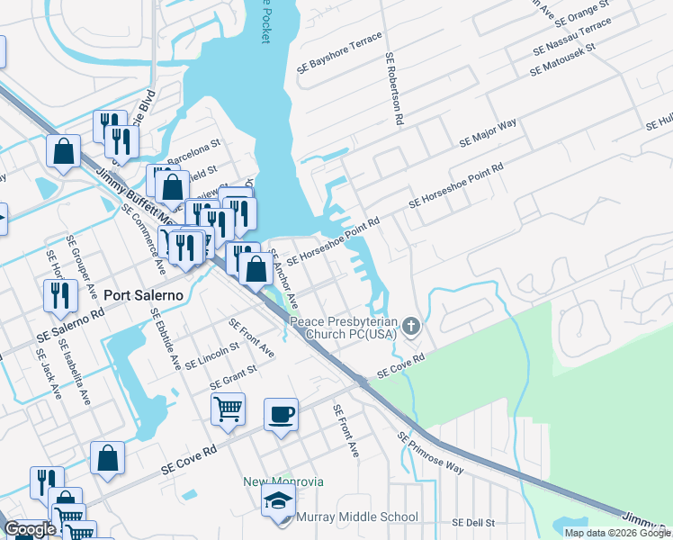 map of restaurants, bars, coffee shops, grocery stores, and more near 4816 Capstan Avenue in Stuart