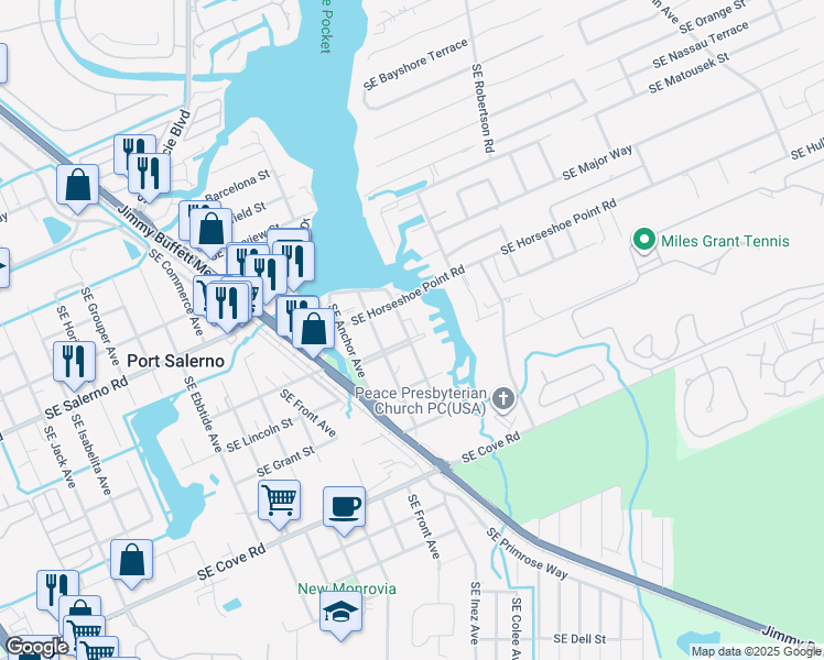 map of restaurants, bars, coffee shops, grocery stores, and more near 4816 Capstan Avenue in Stuart
