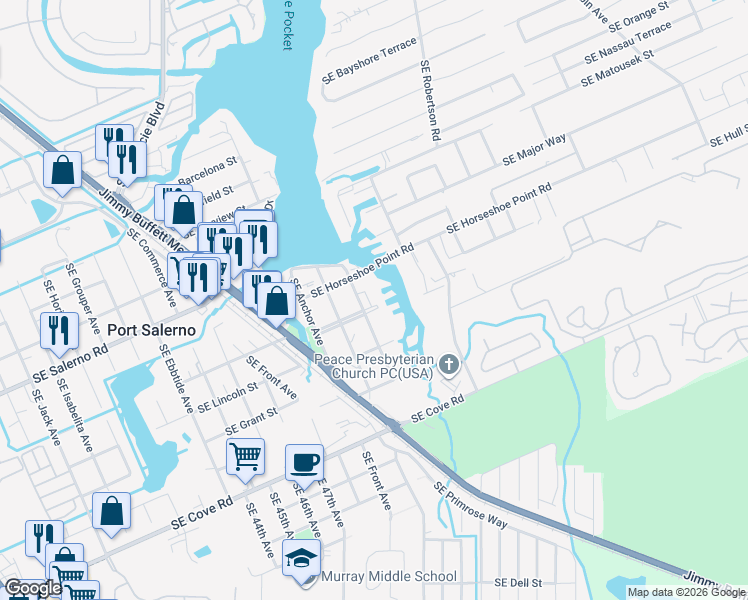 map of restaurants, bars, coffee shops, grocery stores, and more near 4816 Capstan Avenue in Stuart