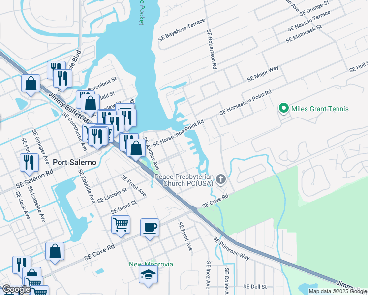 map of restaurants, bars, coffee shops, grocery stores, and more near 4816 Capstan Avenue in Stuart