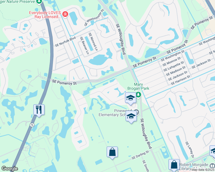 map of restaurants, bars, coffee shops, grocery stores, and more near 1171 Southeast Kirk Street in Stuart