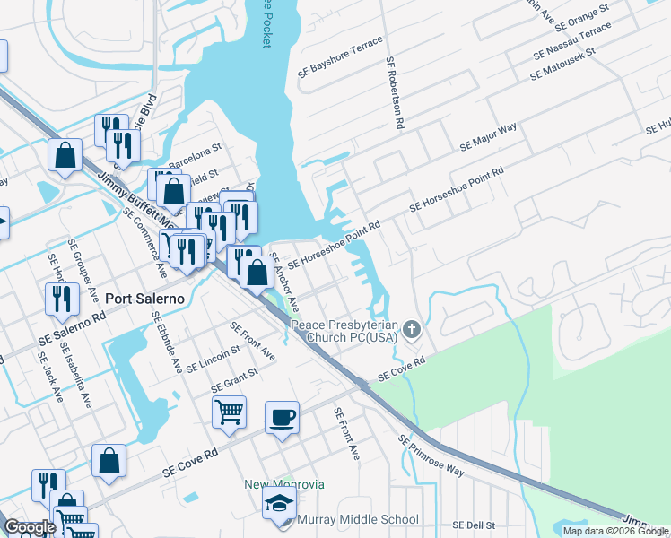 map of restaurants, bars, coffee shops, grocery stores, and more near 4816 Capstan Avenue in Stuart