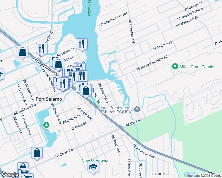 map of restaurants, bars, coffee shops, grocery stores, and more near 4816 Capstan Avenue in Stuart