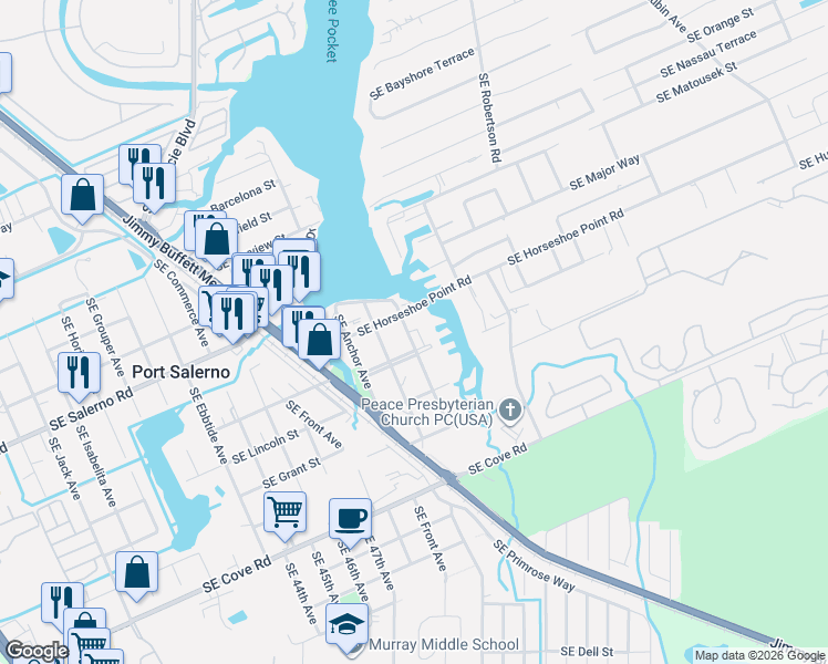 map of restaurants, bars, coffee shops, grocery stores, and more near 4816 Capstan Avenue in Stuart