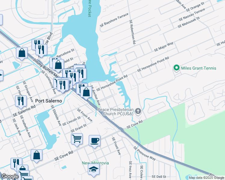 map of restaurants, bars, coffee shops, grocery stores, and more near 4816 Capstan Avenue in Stuart