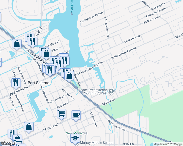 map of restaurants, bars, coffee shops, grocery stores, and more near 4816 Capstan Avenue in Stuart
