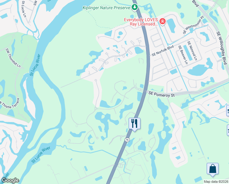 map of restaurants, bars, coffee shops, grocery stores, and more near 4744 Southwest Briarwood Court in Stuart