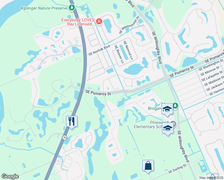 map of restaurants, bars, coffee shops, grocery stores, and more near 4838 Southeast Chiles Court in Stuart