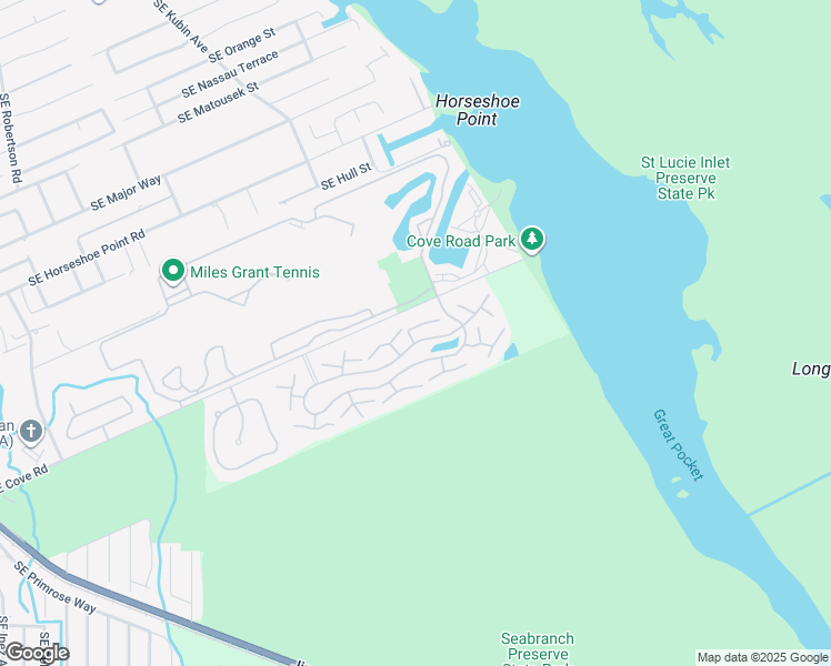 map of restaurants, bars, coffee shops, grocery stores, and more near 6073 Southeast Riverboat Drive in Stuart