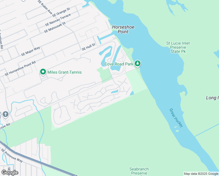 map of restaurants, bars, coffee shops, grocery stores, and more near 6047 Southeast Riverboat Drive in Stuart