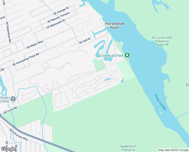map of restaurants, bars, coffee shops, grocery stores, and more near 5965 Southeast Riverboat Drive in Stuart