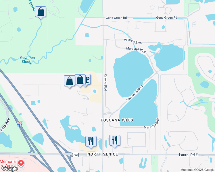 map of restaurants, bars, coffee shops, grocery stores, and more near Knights Trail Road in Nokomis