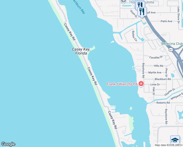 map of restaurants, bars, coffee shops, grocery stores, and more near 1700 Casey Key Road in Nokomis