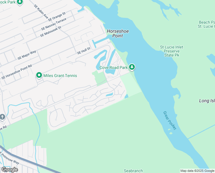 map of restaurants, bars, coffee shops, grocery stores, and more near 6047 Southeast Riverboat Drive in Stuart