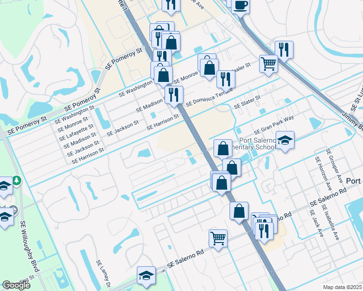 map of restaurants, bars, coffee shops, grocery stores, and more near 4800 Southeast Federal Highway in Stuart