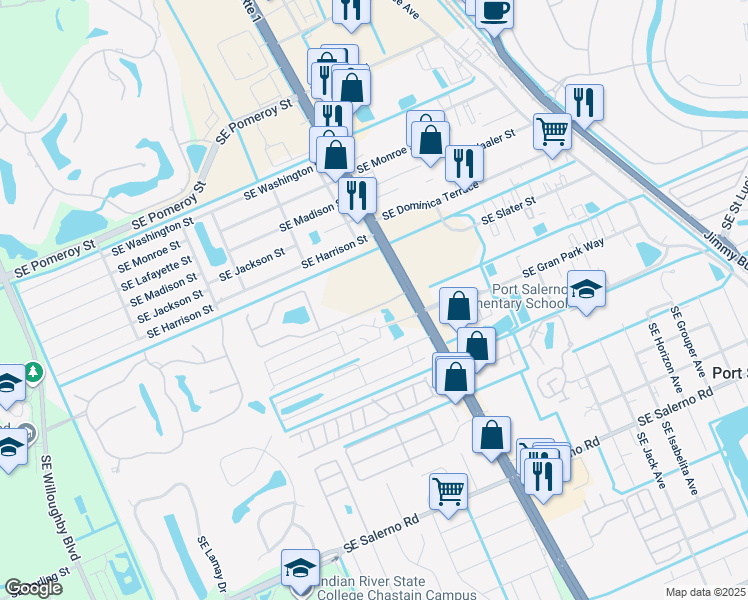 map of restaurants, bars, coffee shops, grocery stores, and more near 4800 Southeast Federal Highway in Stuart