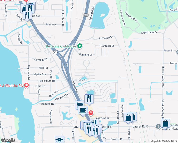 map of restaurants, bars, coffee shops, grocery stores, and more near 186 3rd Street West in Nokomis