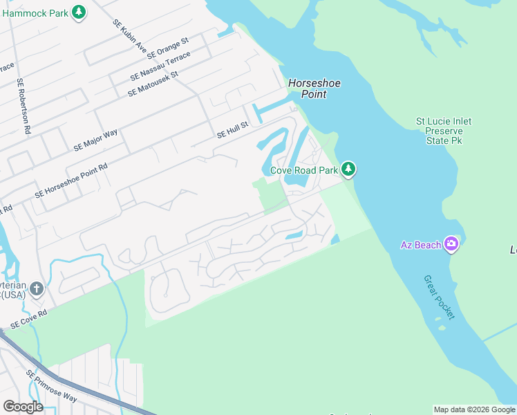 map of restaurants, bars, coffee shops, grocery stores, and more near 6073 Southeast Riverboat Drive in Stuart