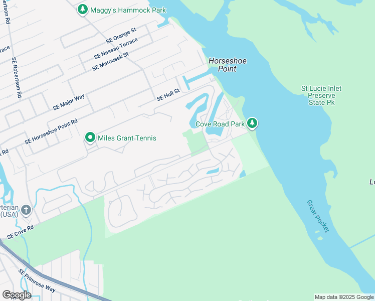 map of restaurants, bars, coffee shops, grocery stores, and more near 6073 Southeast Riverboat Drive in Stuart