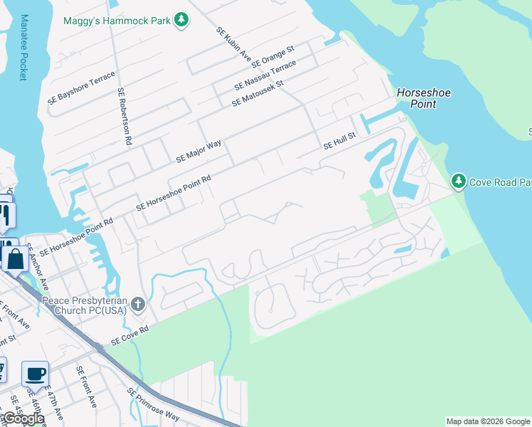 map of restaurants, bars, coffee shops, grocery stores, and more near 5333 Southeast Miles Grant Road in Stuart