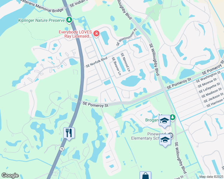 map of restaurants, bars, coffee shops, grocery stores, and more near 4573 Southeast Graham Drive in Stuart