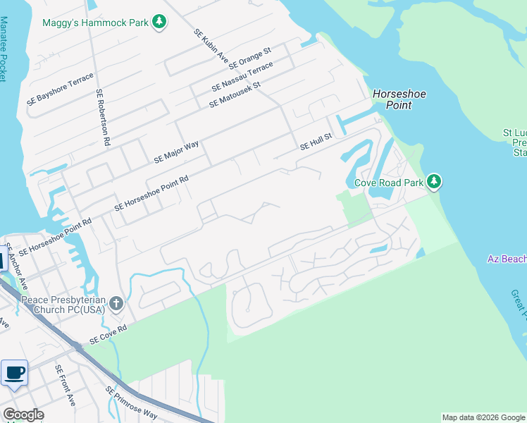 map of restaurants, bars, coffee shops, grocery stores, and more near 5335 Southeast Miles Grant Road in Stuart