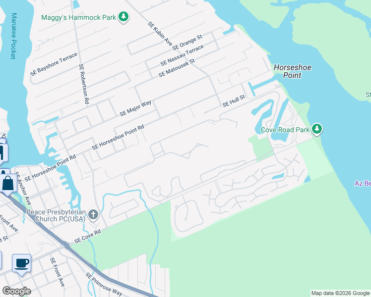 map of restaurants, bars, coffee shops, grocery stores, and more near 5355 Southeast Miles Grant Road in Stuart