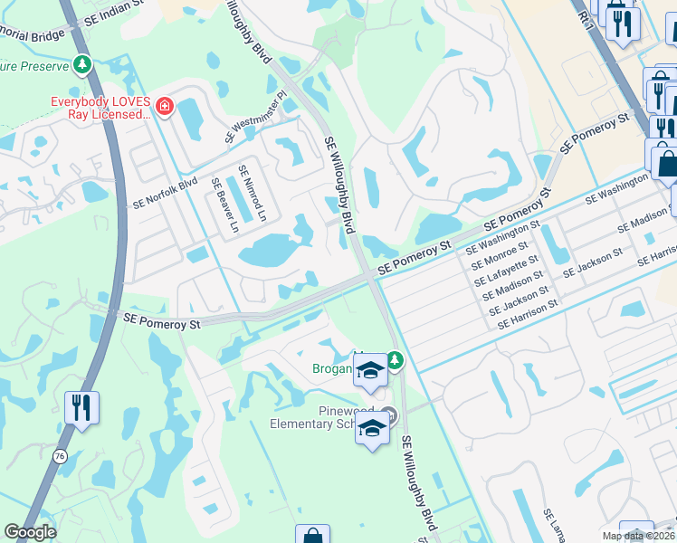 map of restaurants, bars, coffee shops, grocery stores, and more near 4686 Southeast Bridgetown Court in Stuart