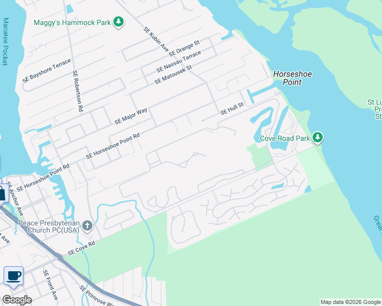 map of restaurants, bars, coffee shops, grocery stores, and more near 5355 Southeast Miles Grant Road in Stuart