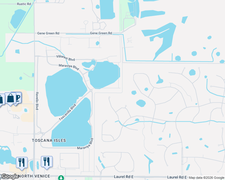 map of restaurants, bars, coffee shops, grocery stores, and more near 319 Toscavilla Boulevard in Nokomis
