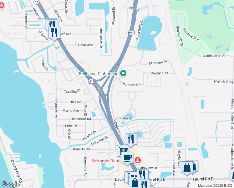 map of restaurants, bars, coffee shops, grocery stores, and more near 66 6th Street West in Nokomis