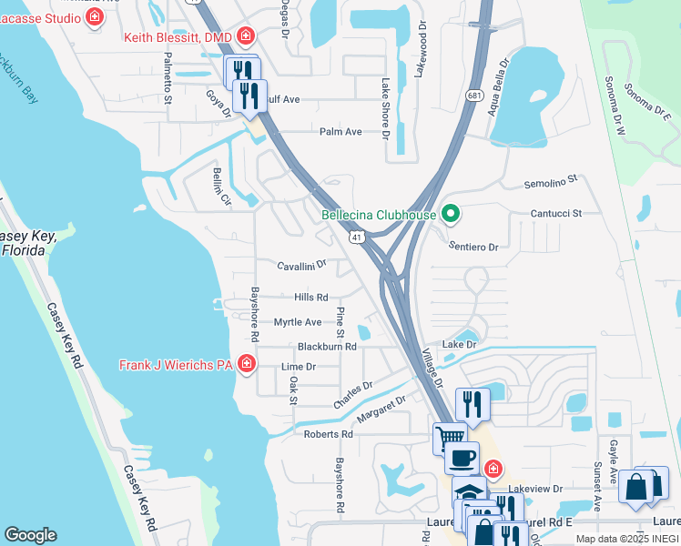 map of restaurants, bars, coffee shops, grocery stores, and more near 1711 Settlers Drive in Nokomis
