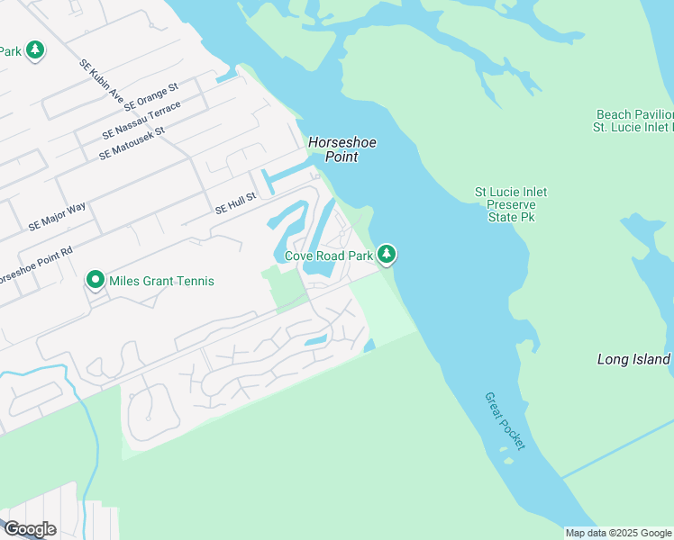 map of restaurants, bars, coffee shops, grocery stores, and more near 6041 Southeast Landing Way in Stuart