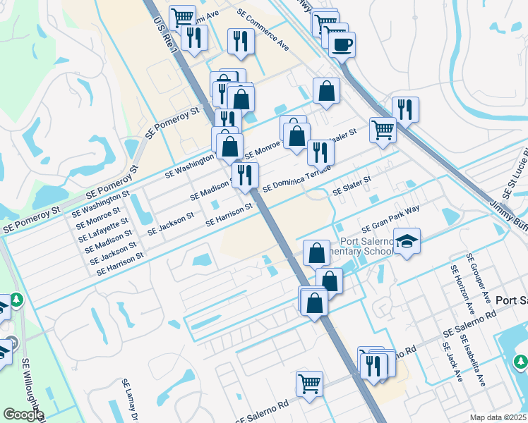 map of restaurants, bars, coffee shops, grocery stores, and more near 4486 Southeast Federal Highway in Stuart