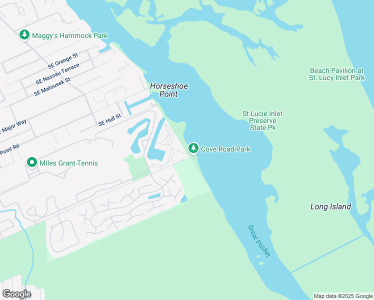 map of restaurants, bars, coffee shops, grocery stores, and more near Cove Road in Stuart
